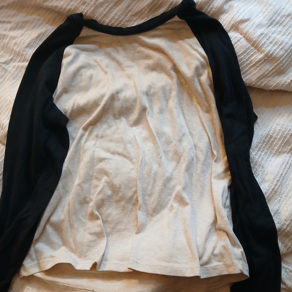 Splash Black and White Raglan Long Sleeve Tee